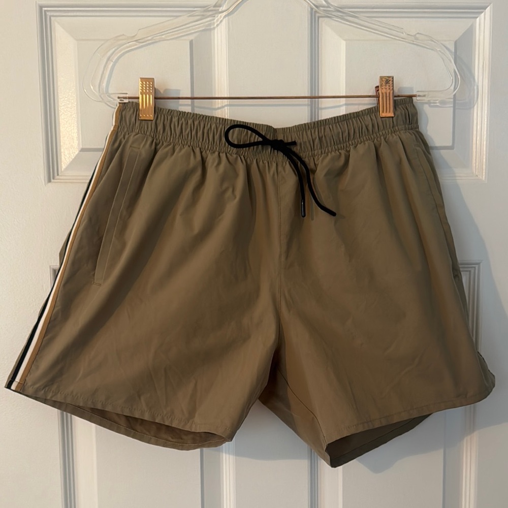 BOSS - Men’s Swim shorts with signature stripe and logo - Light Green